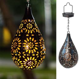 image-Waterproof Solar Garden Light LED Lantern Hanging Outdoor Solar Lamp Olive Shape Sensitive Sensor Control Solar Powered Lamp