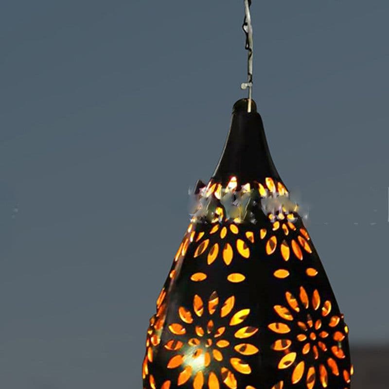 image-Waterproof Solar Garden Light LED Lantern Hanging Outdoor Solar Lamp Olive Shape Sensitive Sensor Control Solar Powered Lamp