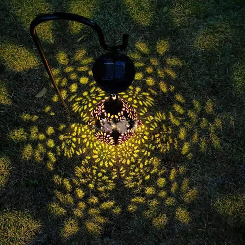 image-Waterproof Solar Garden Light LED Lantern Hanging Outdoor Solar Lamp Olive Shape Sensitive Sensor Control Solar Powered Lamp
