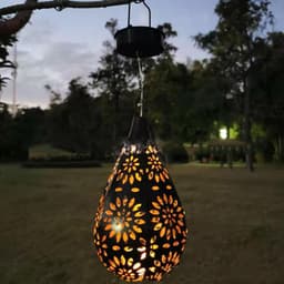 image-Waterproof Solar Garden Light LED Lantern Hanging Outdoor Solar Lamp Olive Shape Sensitive Sensor Control Solar Powered Lamp