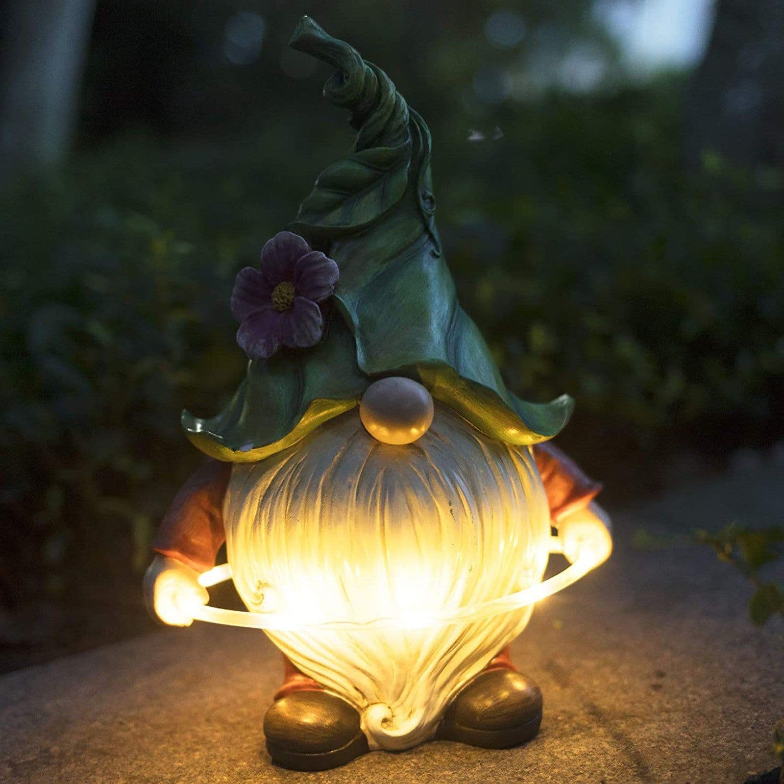 image-Garden Dwarf Statue-Resin Dwarf Statue Solar Led Lights Resin Crafts Outdoor Decoration Garden Lights Sculpture Ornaments