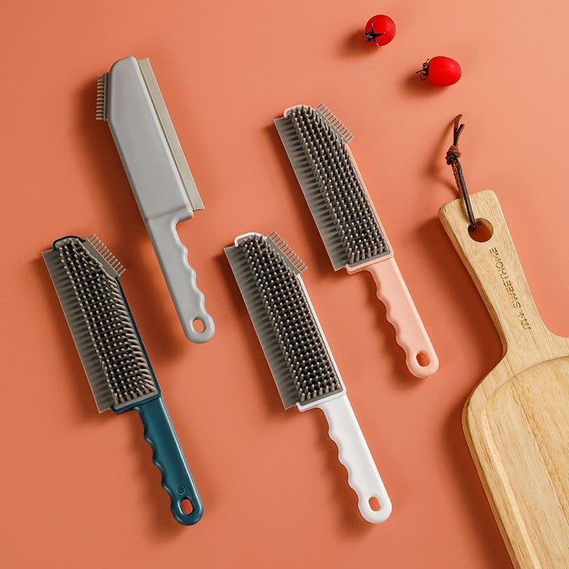 image-Kitchen Bathroom Countertop Floor Window Silicone Multifunctional All Purpose Cleaning Brush Crevice Brush Scraper Brush Cleaner