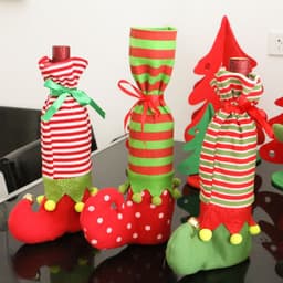 image-Christmas Decorations Striped Christmas Wine Bottle Set