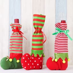 image-Christmas Decorations Striped Christmas Wine Bottle Set