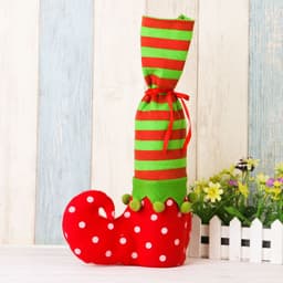 image-Christmas Decorations Striped Christmas Wine Bottle Set