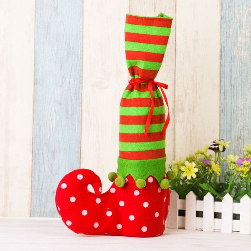 image-Christmas Decorations Striped Christmas Wine Bottle Set
