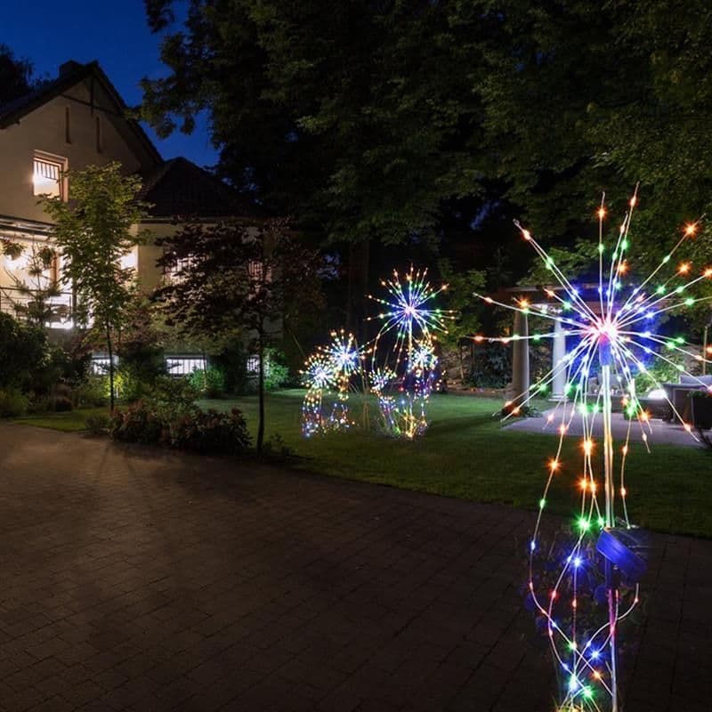 image-Solar Powered Garden Flowers Firework Lights Outdoor Copper Wire Lights Waterproof LED Light For Garden Lawn Landscape Lamp