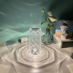 image-Nordic Crystal Lamp USB Table Lamps Bedroom Touch Dimming Atmosphere Diamond Night Light Rose Projector Lamp Decor