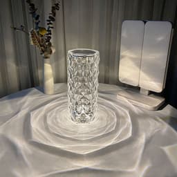 image-Nordic Crystal Lamp USB Table Lamps Bedroom Touch Dimming Atmosphere Diamond Night Light Rose Projector Lamp Decor