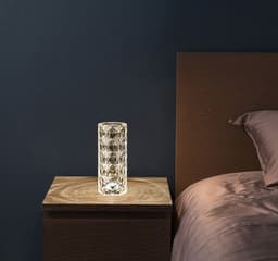 image-Nordic Crystal Lamp USB Table Lamps Bedroom Touch Dimming Atmosphere Diamond Night Light Rose Projector Lamp Decor