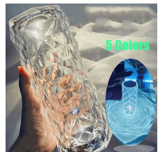 image-Nordic Crystal Lamp USB Table Lamps Bedroom Touch Dimming Atmosphere Diamond Night Light Rose Projector Lamp Decor