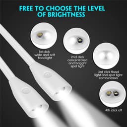 image-USB Dimmer Book Light Handsfree Led Neck Light Convenient Flexible Reading Lamp Novelty Touch Night Light Camping Flaslight