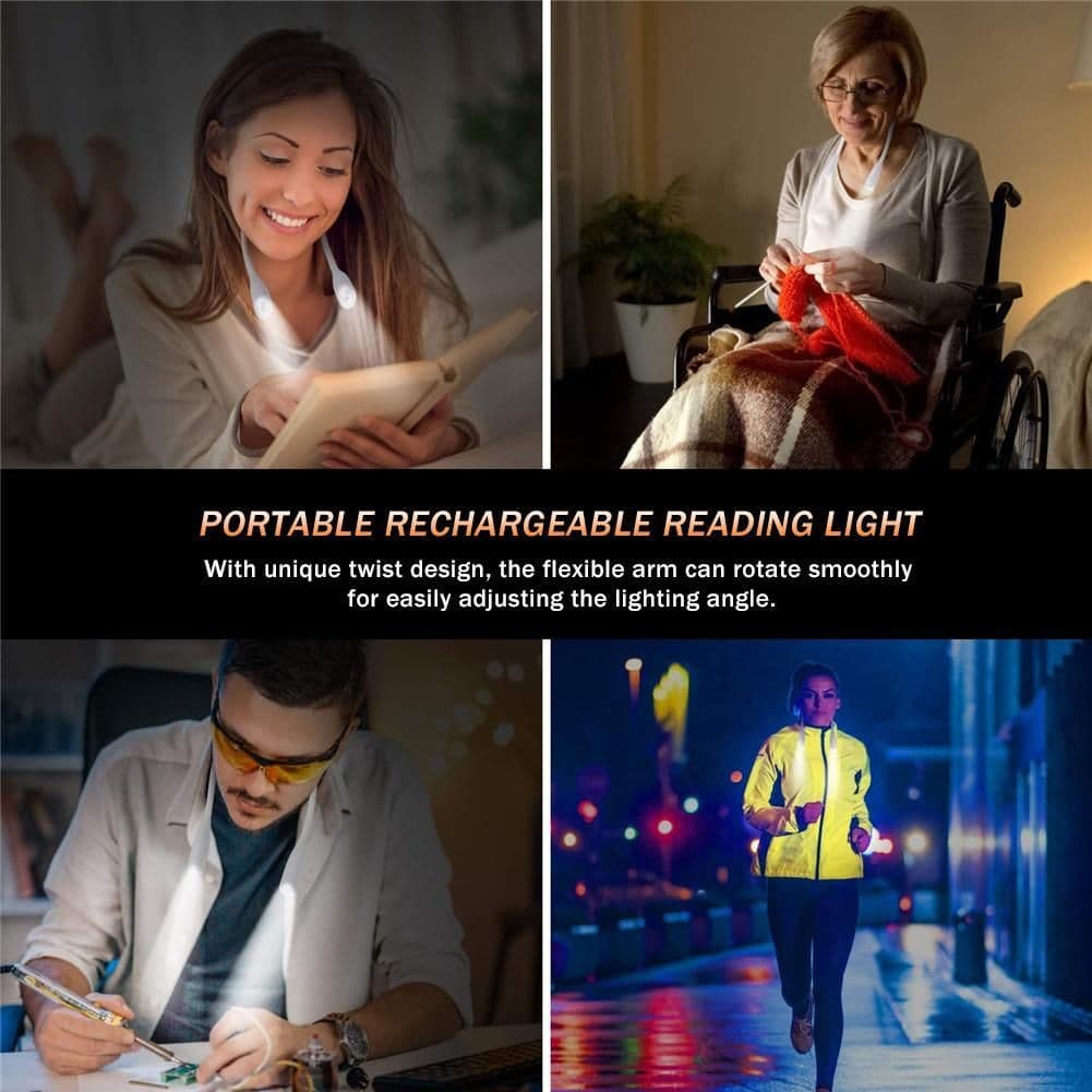 image-USB Dimmer Book Light Handsfree Led Neck Light Convenient Flexible Reading Lamp Novelty Touch Night Light Camping Flaslight