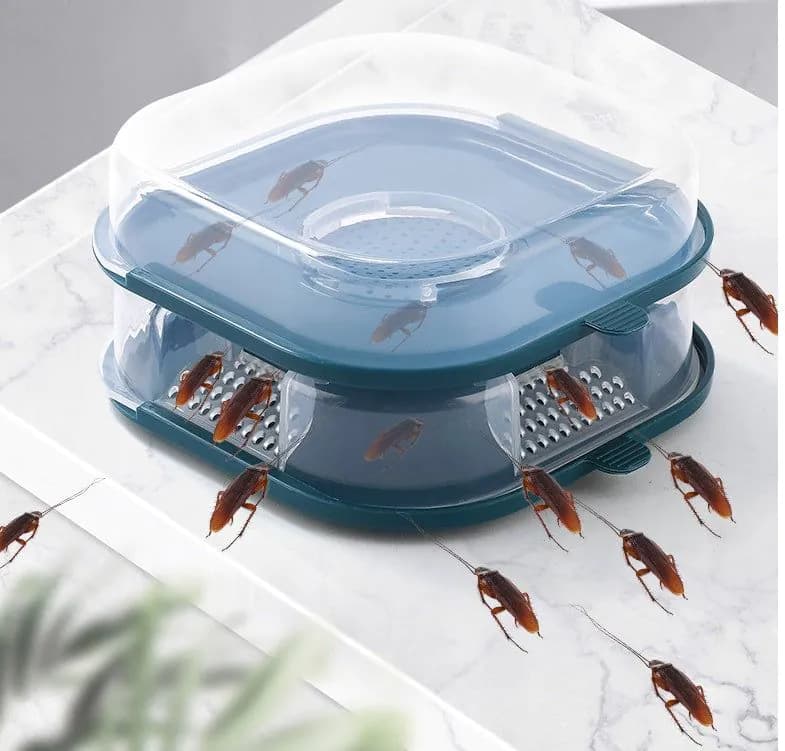 image-Reusable Bugs Trap Box Cockroach Trap Catching Roaches Tool Drop-proof Wear-resistance No Peculiar Smell Automatic Bugs Catcher