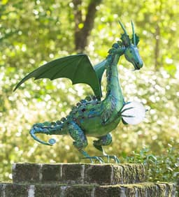 image-Resin Gardening Flying Dragon Holding A Ball Statue For Garden Decorations Gardening Decoration Art Crafts Home Ornaments
