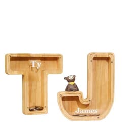 image-Piggy Bank Letter Shaped Money Box Large Enough Burly Wooden Wood Meaningful Souvenir For Bedroom Home Decoration Hot Sale