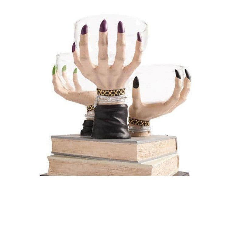 image-Broomstick Snack Bowl Stand Witch Hands Snack Bowl Halloween Pumpkin Snack Bowl Stand Halloween Party Creative Snack Basket