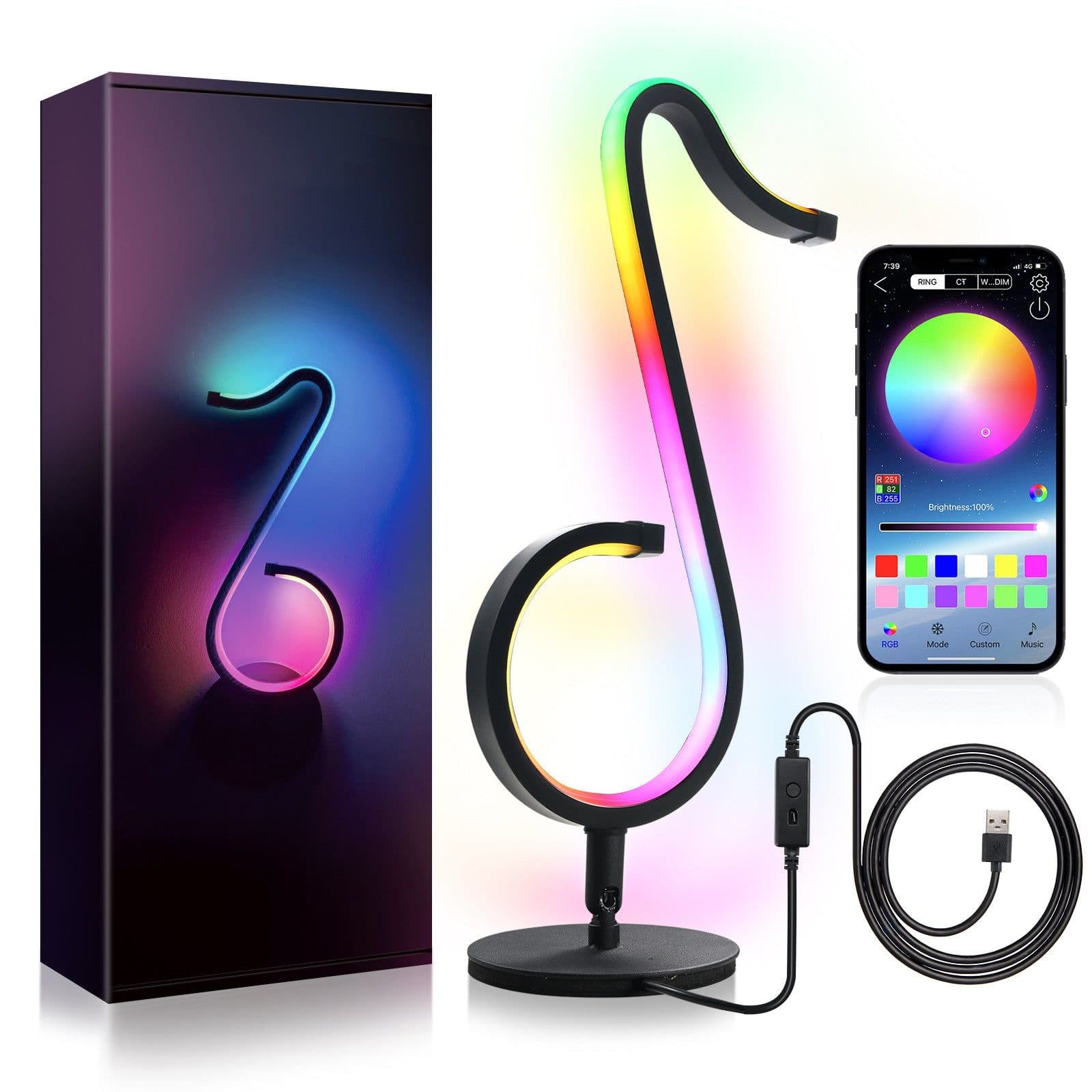 image-Intelligent APP Remote Control Symphony Atmosphere Light LED Night Light 180° Rotation Desktop Bedside For Home Decor Lamp