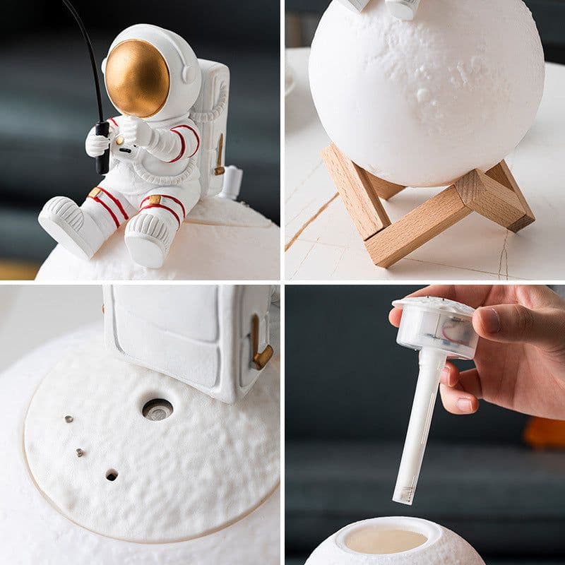 image-Astronaut Figurines Home Decoration Resin Space Man Miniature Night Light Humidifier Cold Fog Machine Accessories