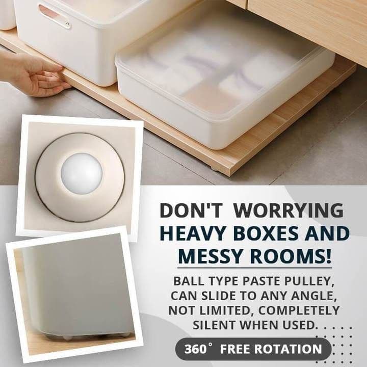 image-Caster Pulley 360 Degrees Universal Wheel Sticky Low-noise Storage Box Roller, Stainless Steel Pulley Plastic Box Skateboard