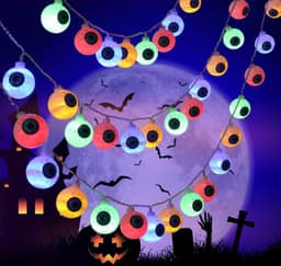 image-Halloween LED Eyeball Light String 10 Pcs LED Ghost Eye Light Warm Cold Colorful For Halloween Home Party Decor