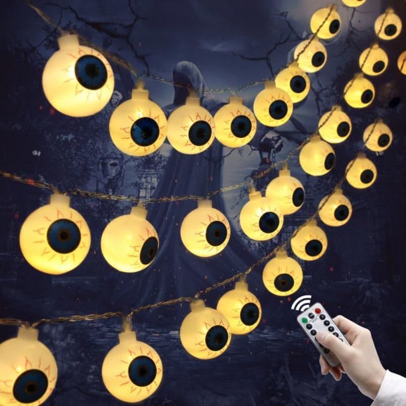 image-Halloween LED Eyeball Light String 10 Pcs LED Ghost Eye Light Warm Cold Colorful For Halloween Home Party Decor