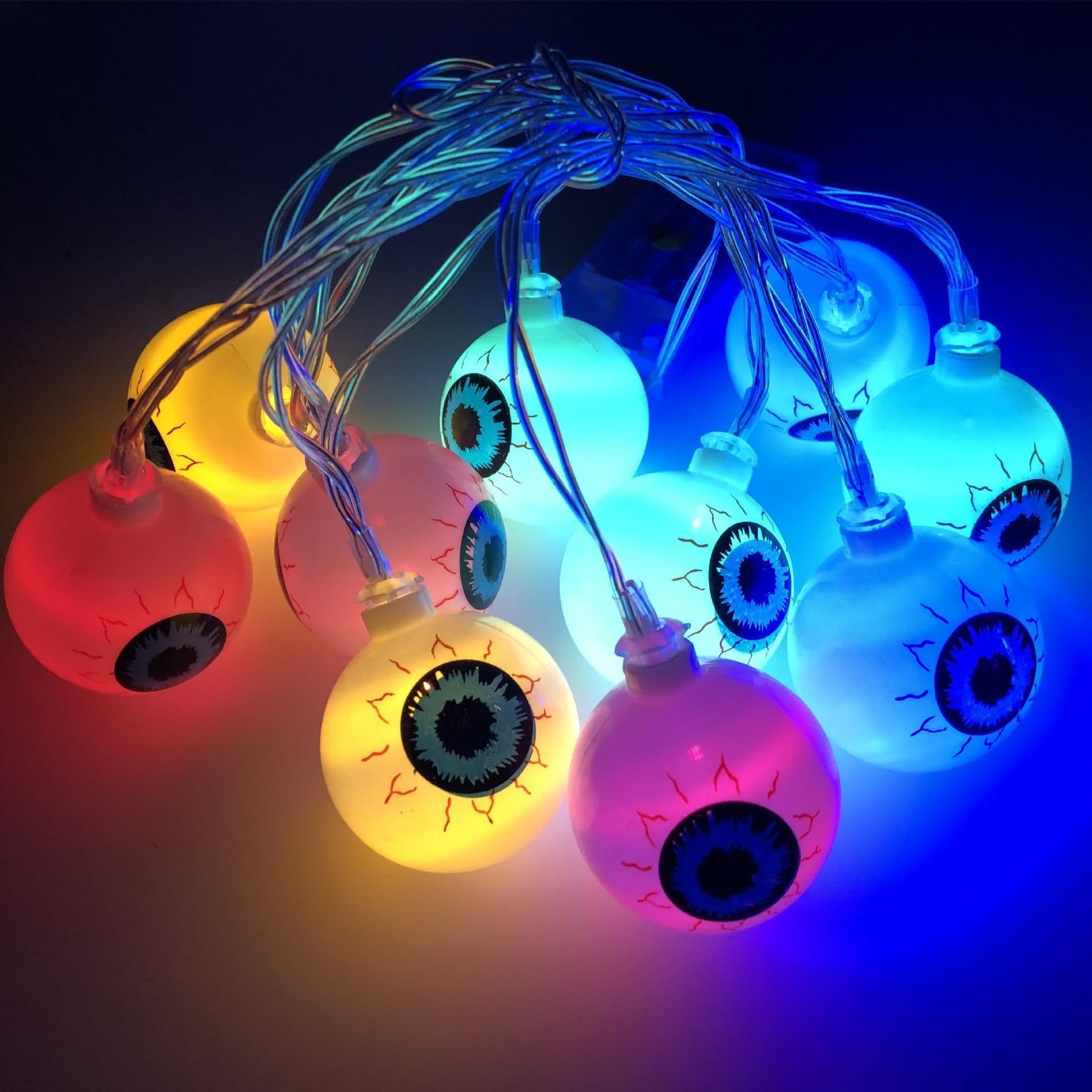 image-Halloween LED Eyeball Light String 10 Pcs LED Ghost Eye Light Warm Cold Colorful For Halloween Home Party Decor