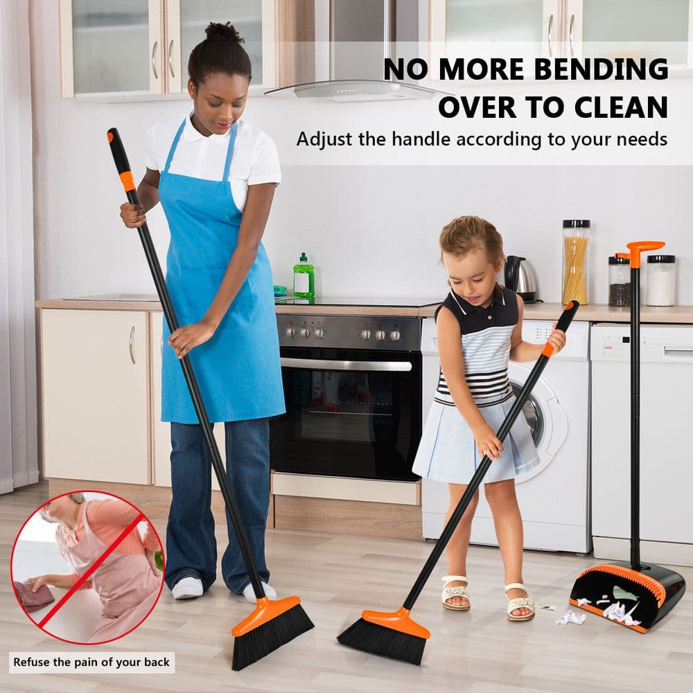 image-Stable Space-saving Broom And Dustpan For Office Classroom Home Kitchen Household Cleaning Tool