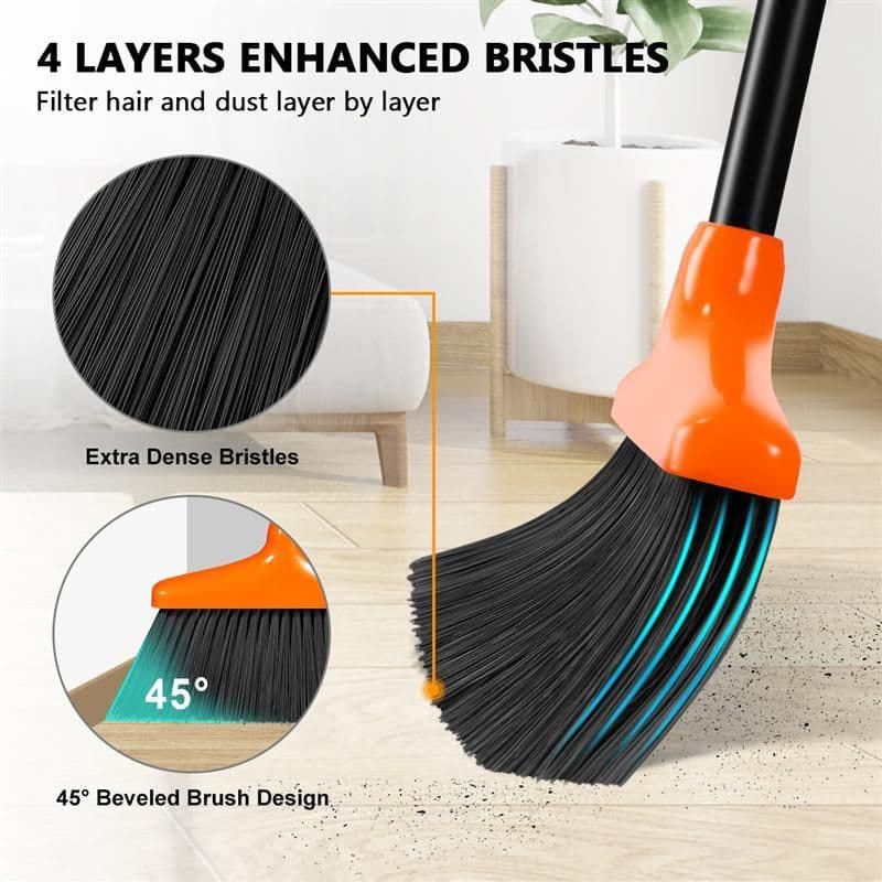 image-Stable Space-saving Broom And Dustpan For Office Classroom Home Kitchen Household Cleaning Tool