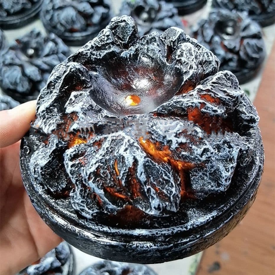 image-LED Lava Dragon Egg Ornamental Decor Dinosaur Egg Statue Resin Dragon Egg Crystal Minerale Gemstone Reiki Home Decor