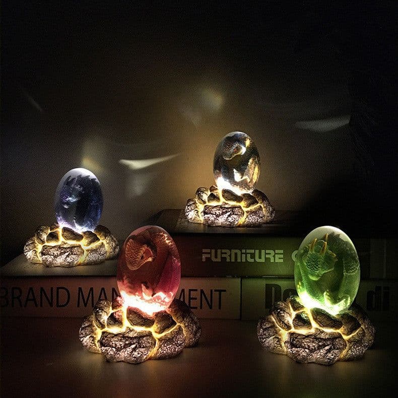 image-LED Lava Dragon Egg Ornamental Decor Dinosaur Egg Statue Resin Dragon Egg Crystal Minerale Gemstone Reiki Home Decor