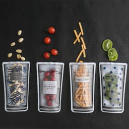 image-Food Storage Bag Zero Waste Reusable Ziplock Bags Cup Shape Silicone Bag Stand Up For Kitchen Cookie Candy Snack Baked Food