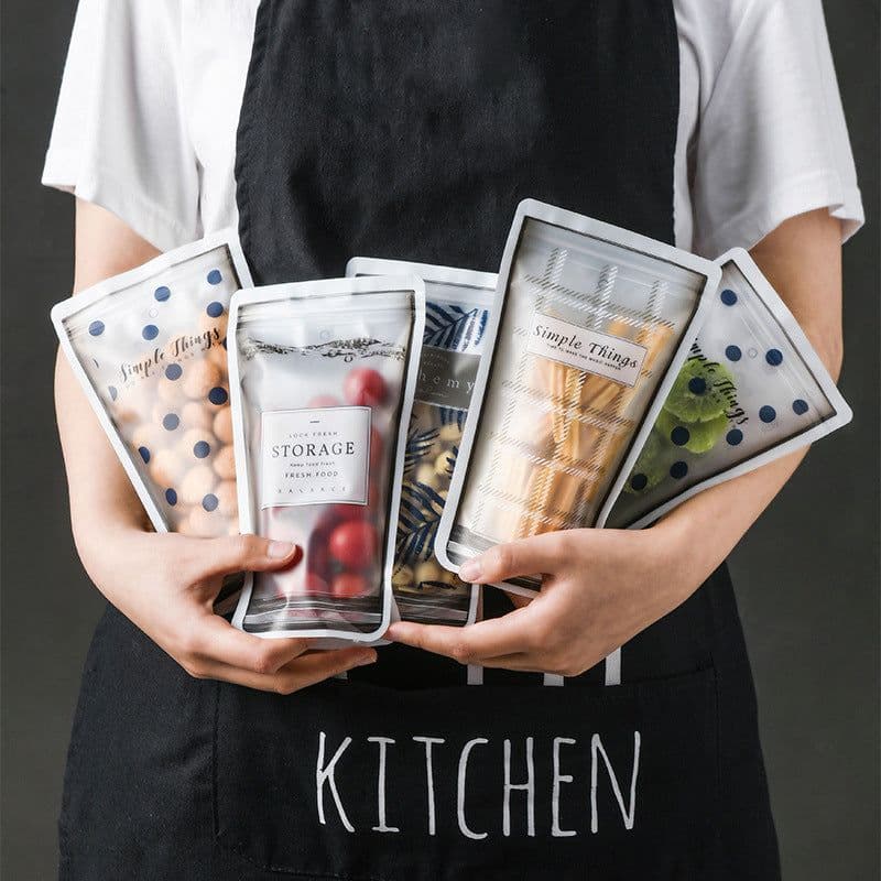 image-Food Storage Bag Zero Waste Reusable Ziplock Bags Cup Shape Silicone Bag Stand Up For Kitchen Cookie Candy Snack Baked Food