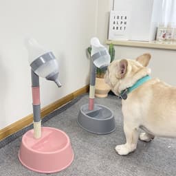 image-Automatic Pet Water Dispenser Stand Feeder Bowl Adjusting Height Water Bottle Cat Dog Water Drinker Water Fountain Feeding