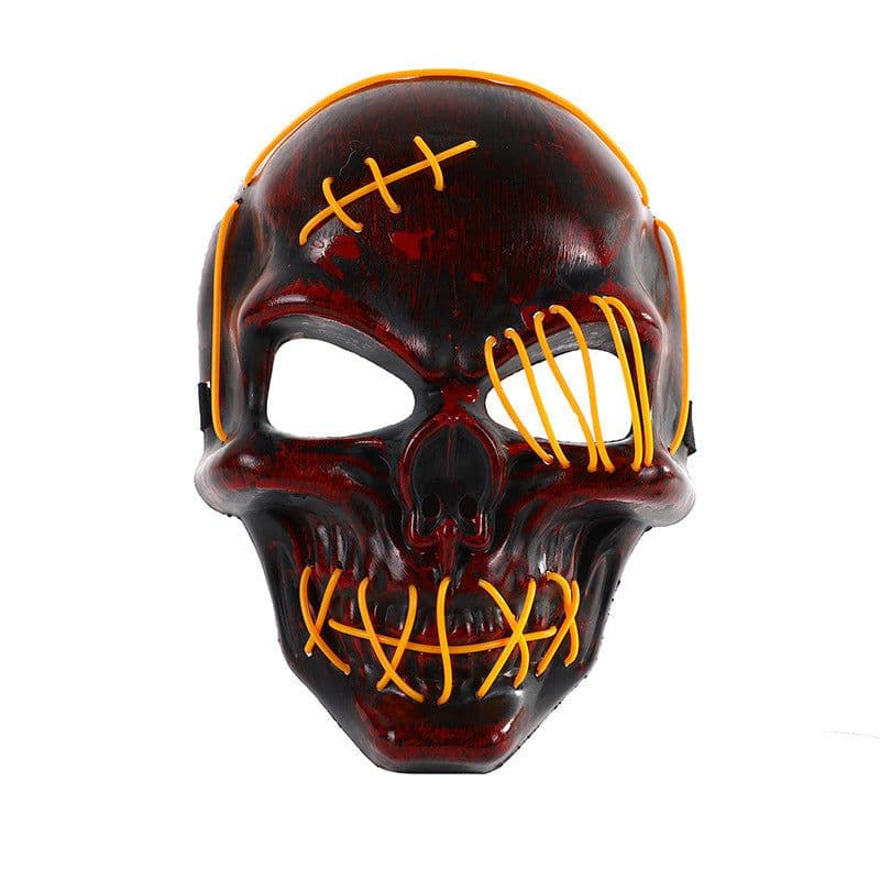 image-Halloween Scary One-Eyed Pirate Mask Cosplay Led Mask Adult Glowing Mask EL Wire Light Up For Halloween Festival Party Bar