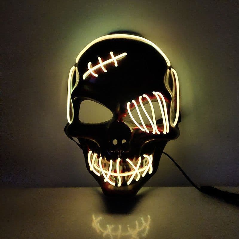 image-Halloween Scary One-Eyed Pirate Mask Cosplay Led Mask Adult Glowing Mask EL Wire Light Up For Halloween Festival Party Bar