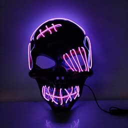 image-Halloween Scary One-Eyed Pirate Mask Cosplay Led Mask Adult Glowing Mask EL Wire Light Up For Halloween Festival Party Bar