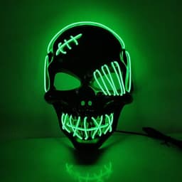 image-Halloween Scary One-Eyed Pirate Mask Cosplay Led Mask Adult Glowing Mask EL Wire Light Up For Halloween Festival Party Bar