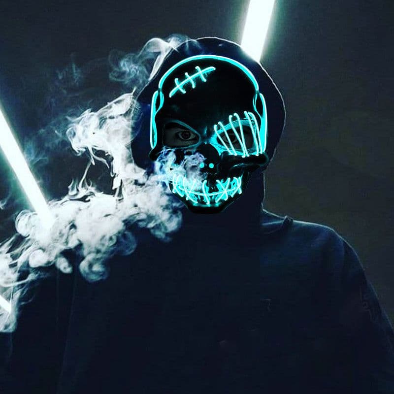 image-Halloween Scary One-Eyed Pirate Mask Cosplay Led Mask Adult Glowing Mask EL Wire Light Up For Halloween Festival Party Bar