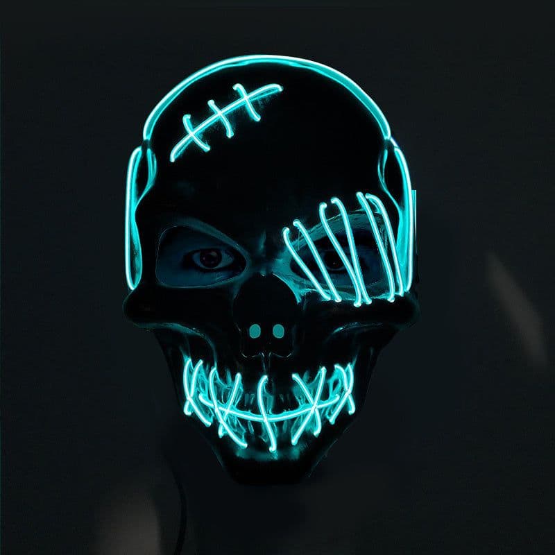 image-Halloween Scary One-Eyed Pirate Mask Cosplay Led Mask Adult Glowing Mask EL Wire Light Up For Halloween Festival Party Bar