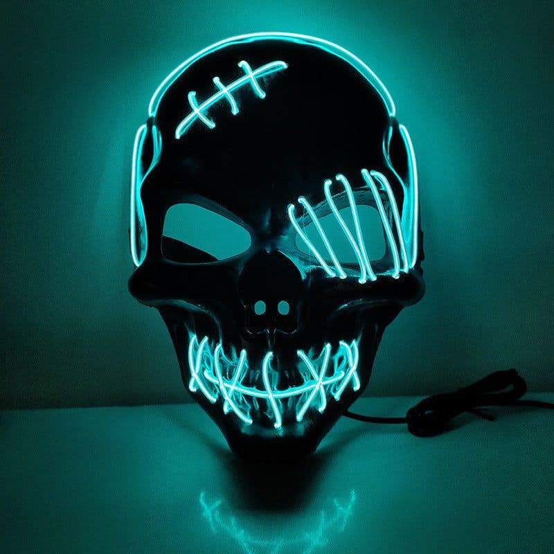 image-Halloween Scary One-Eyed Pirate Mask Cosplay Led Mask Adult Glowing Mask EL Wire Light Up For Halloween Festival Party Bar