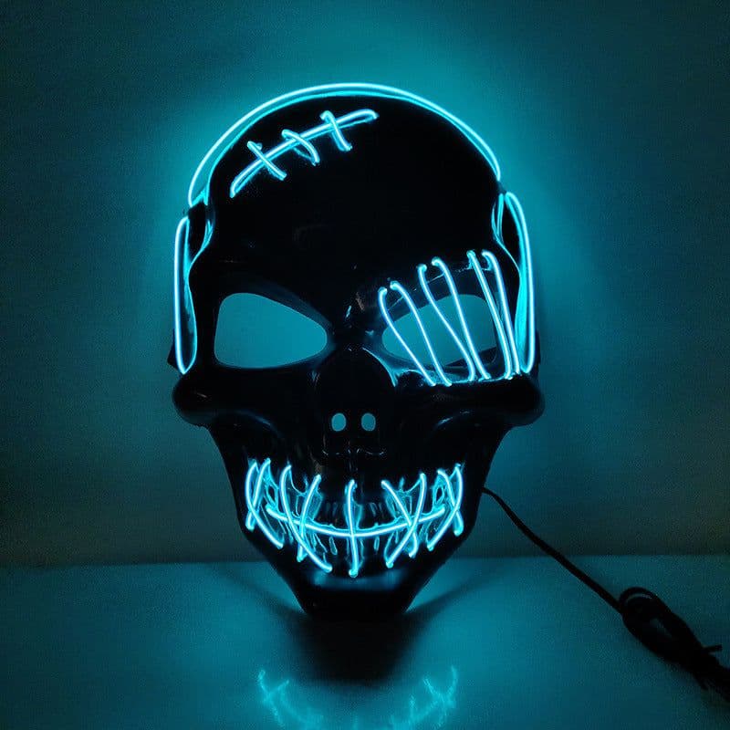 image-Halloween Scary One-Eyed Pirate Mask Cosplay Led Mask Adult Glowing Mask EL Wire Light Up For Halloween Festival Party Bar