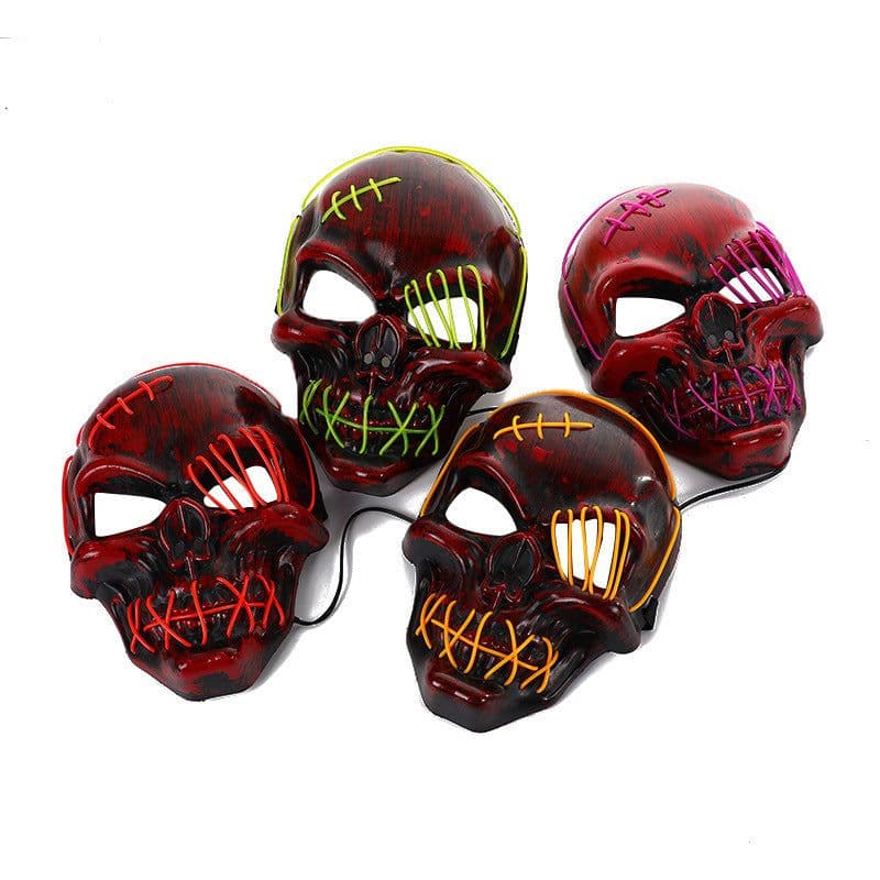 image-Halloween Scary One-Eyed Pirate Mask Cosplay Led Mask Adult Glowing Mask EL Wire Light Up For Halloween Festival Party Bar