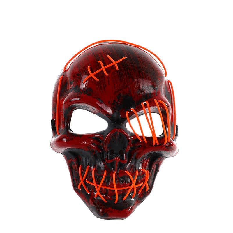 image-Halloween Scary One-Eyed Pirate Mask Cosplay Led Mask Adult Glowing Mask EL Wire Light Up For Halloween Festival Party Bar
