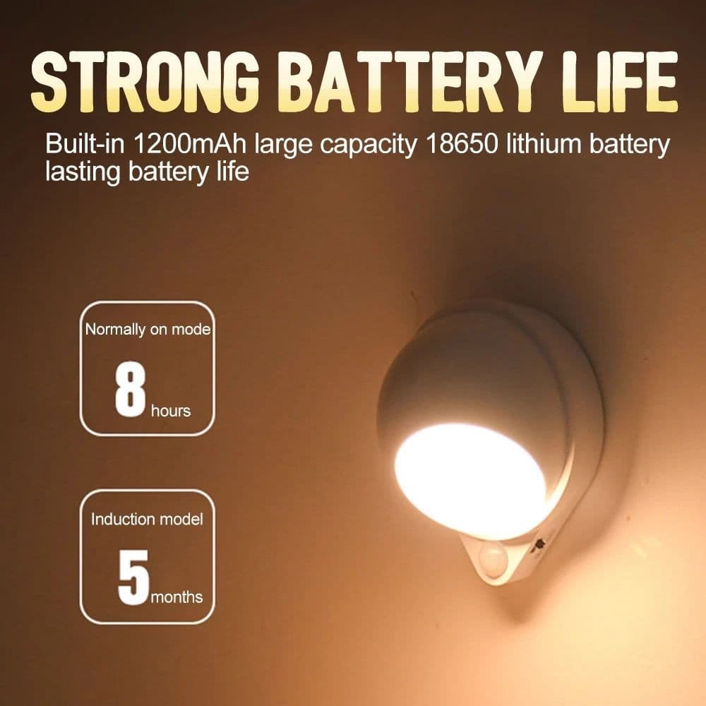 image-LED Smart Sensor Night Light 360 Degree Rotating Infrared Wireless USB Charging Outdoor Indoor Cabinet Aisle Staircase Wall Lamp