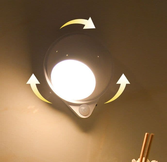 image-LED Smart Sensor Night Light 360 Degree Rotating Infrared Wireless USB Charging Outdoor Indoor Cabinet Aisle Staircase Wall Lamp