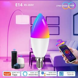 image-Smart WifI Led Lamp E14 RGB CW WW Led Bulb Dimmable 85-265V Voice Control Light Bulbs Alexa Google Home For Home Decorative