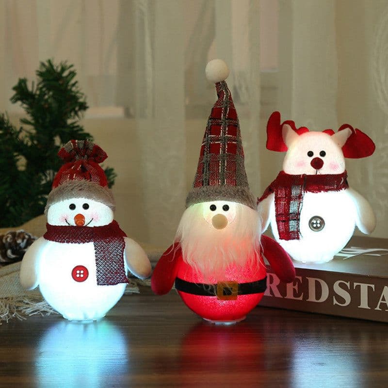 image-Christmas Decorations LED Santa Claus Snowman Deer Creative New Luminous Xmas Tree Pendant Gnome Gifts Ornaments Decoration