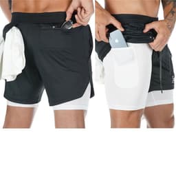 image-Men's Quick-drying Running Fitness Fake Two-piece Double-layer Five-point Sports Men Shorts