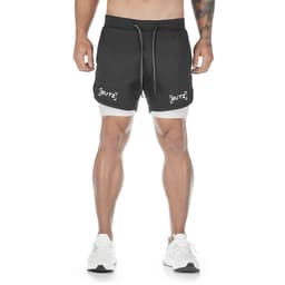 image-Men's Quick-drying Running Fitness Fake Two-piece Double-layer Five-point Sports Men Shorts